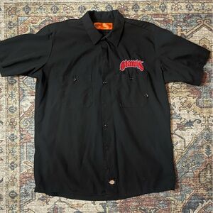 Dickies Black Casual Button Down Shirt with Red Logo